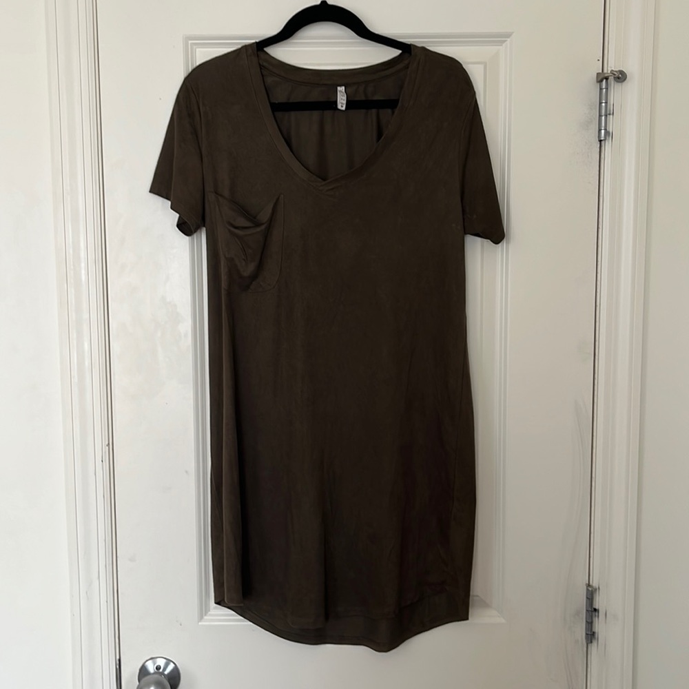 Velvety Olive T-Shirt Dress